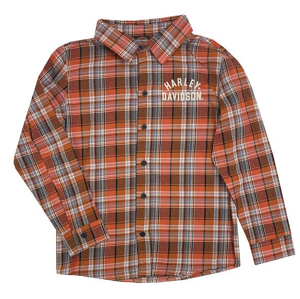 New Boys Harley-Davidson Button Up Plaid Shirt Size 4/5 1083256 New Boys Harley-Davidson Button Up Plaid Shirt Size 4/5 1083256