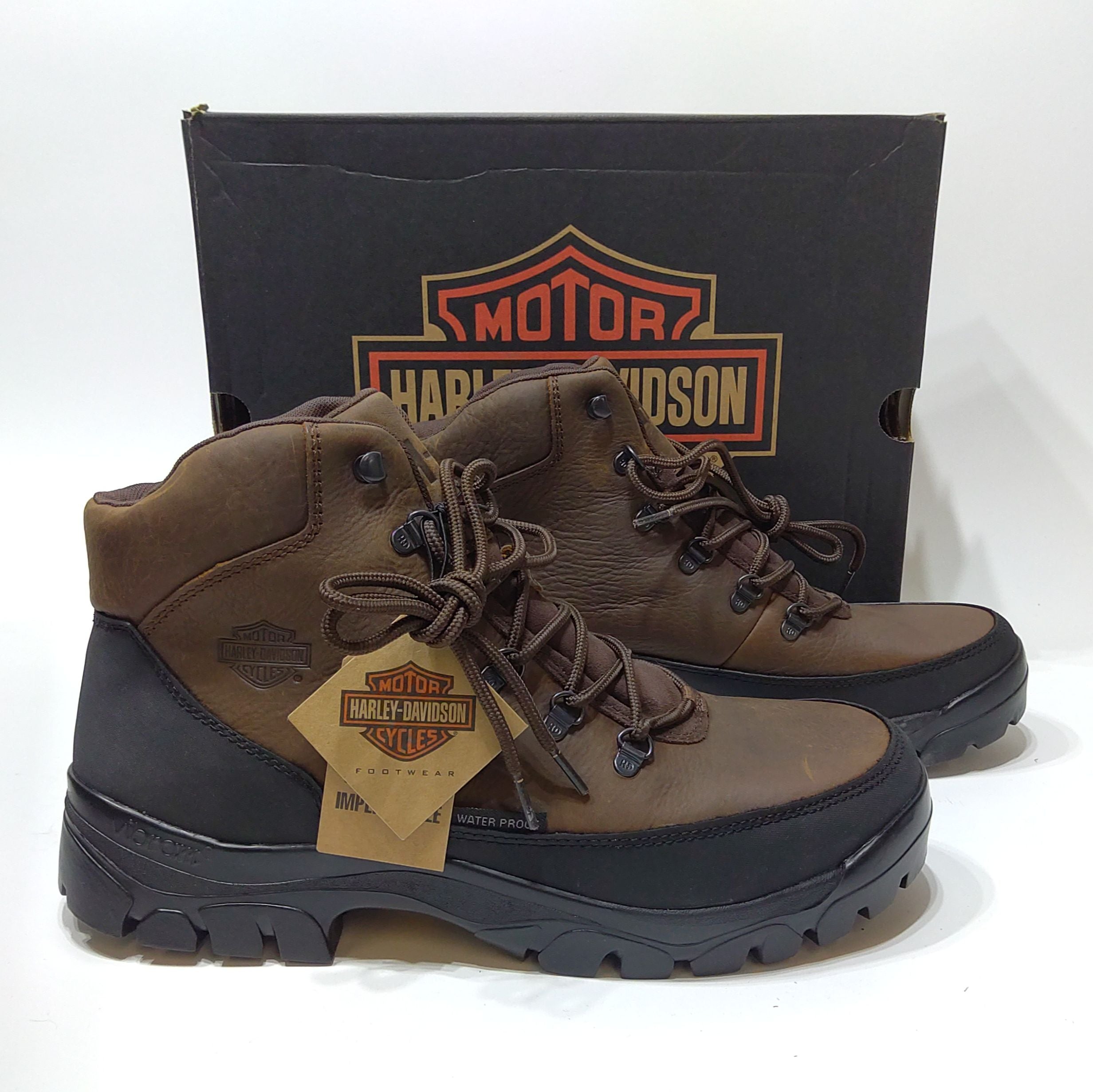 New Harley Davidson Mens Macleod Waterproof Brown Motorcycle Boot Size8.5