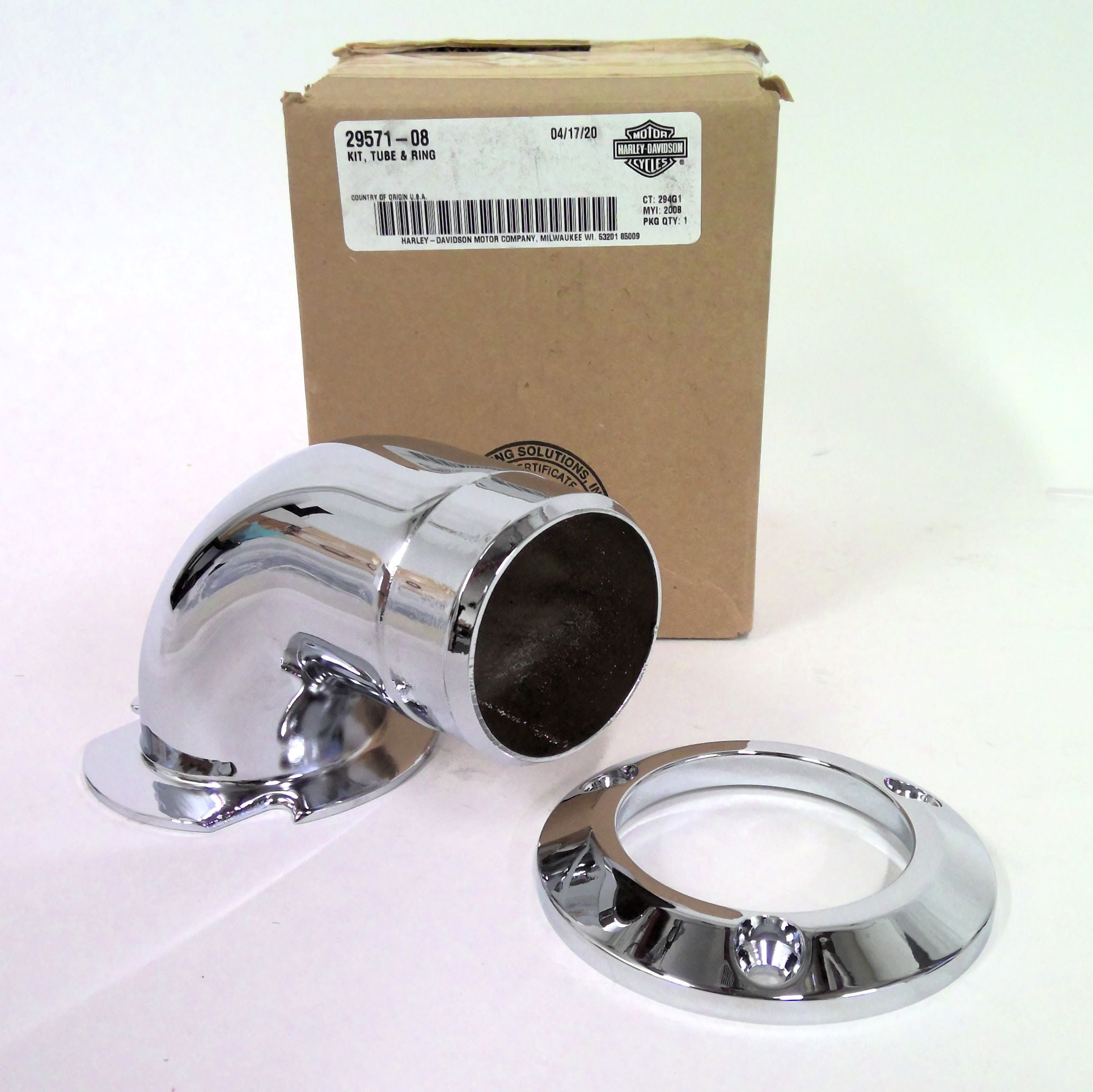 Genuine Harley 200910 FXD Chrome Breather Intake Tube & Mounting Ring