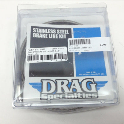 Drag +2" SS Upper Front Brake Line for Harley 2015 up FLTRX S w/ ABS 1741-4498