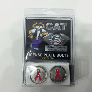 Motorcycle LICENSE PLATE BOLTS  Pink Ribbon Cancer Survivor MADE IN USA