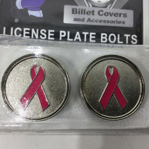 Motorcycle LICENSE PLATE BOLTS  Pink Ribbon Cancer Survivor MADE IN USA