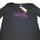 Harley-Davidson Womens Blinding Light B&S Tulip Back Black 3/4-Sleeve T-Shirt XL