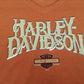 NEW Harley Womens Hustle Trademark B&S Raw Edge V-Neck Orange Short Sleeve M MED