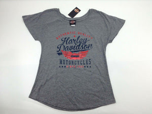 NEW Harley-Davidson Women's Flying High Dolman Gray T-Shirt Small