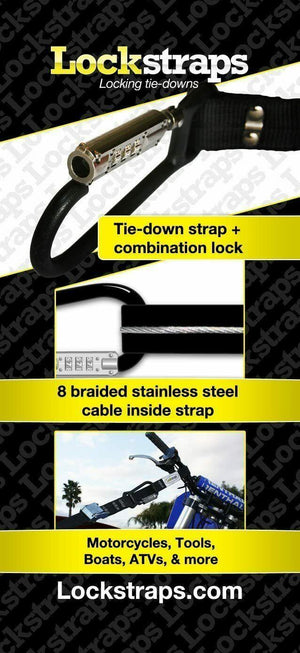 Lockstraps 101 Locking Tie Down Strap 8.5' Black Motorcycle Cargo 29-0101