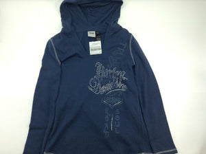 NEW Harley-Davidson Women's Long Pullover Fleece Lounge Hoodie Blue Extra Small