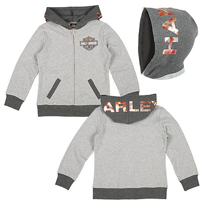 New Harley-Davidson Girls Rose Gold Fleece Hoodie Foil Print Size 4 6521033