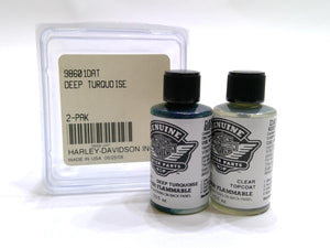 NEW Genuine Harley Touch Up Paint Deep Turquoise and Clear Topcoat 2 pk 98601DAT