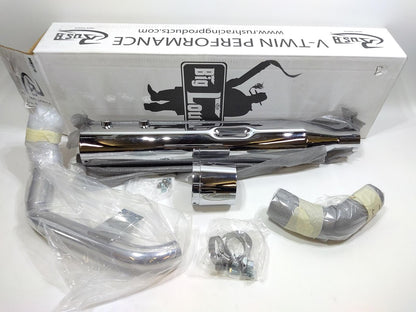 Rush Racing Chrome Wrath 4" Ghost Pipe Kit 2007-2016 Harley Touring 8050SFPKIT