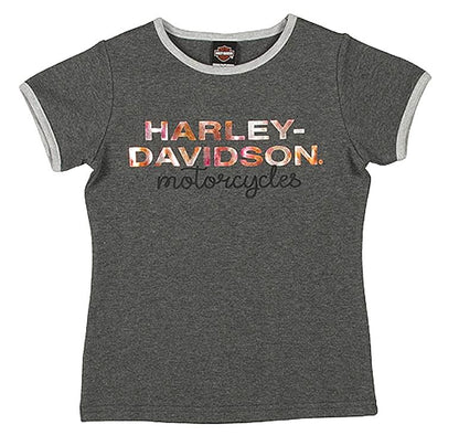 New Harley-Davidson Girls' Rose Gold T-Shirt Foil Print Short Sleeves 1021031-3T