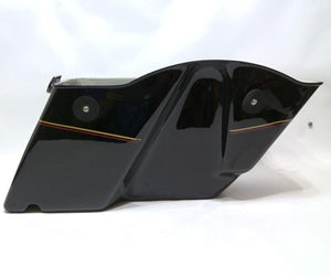 NOS Harley Saddlebag Bottom Left hand, Vivid Black with Pin Stripe PN 90867-90VK