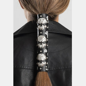NEW Hair Glove 8" Black Skulls and Roses Cut-Out with Lace 38030