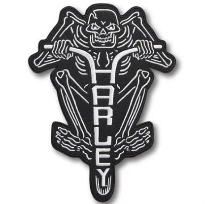 NOS Genuine Harley H Bar Large Skeleton Rider Iron-on Patch 97664-21VX