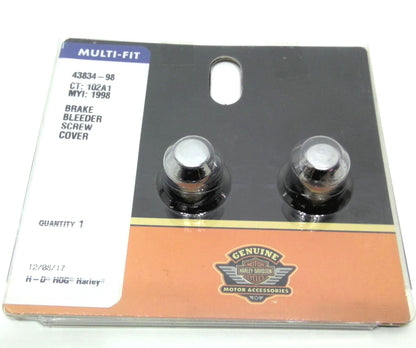 New Genuine Harley 1984 Up Chrome Brake Bleeder Screw Covers 43834-98