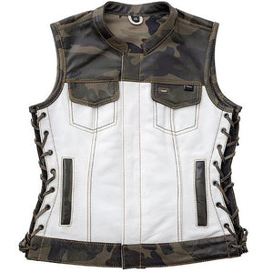 NEW MFG First Womans Scout Camo Leather Vest Medium CUS516LTH-M