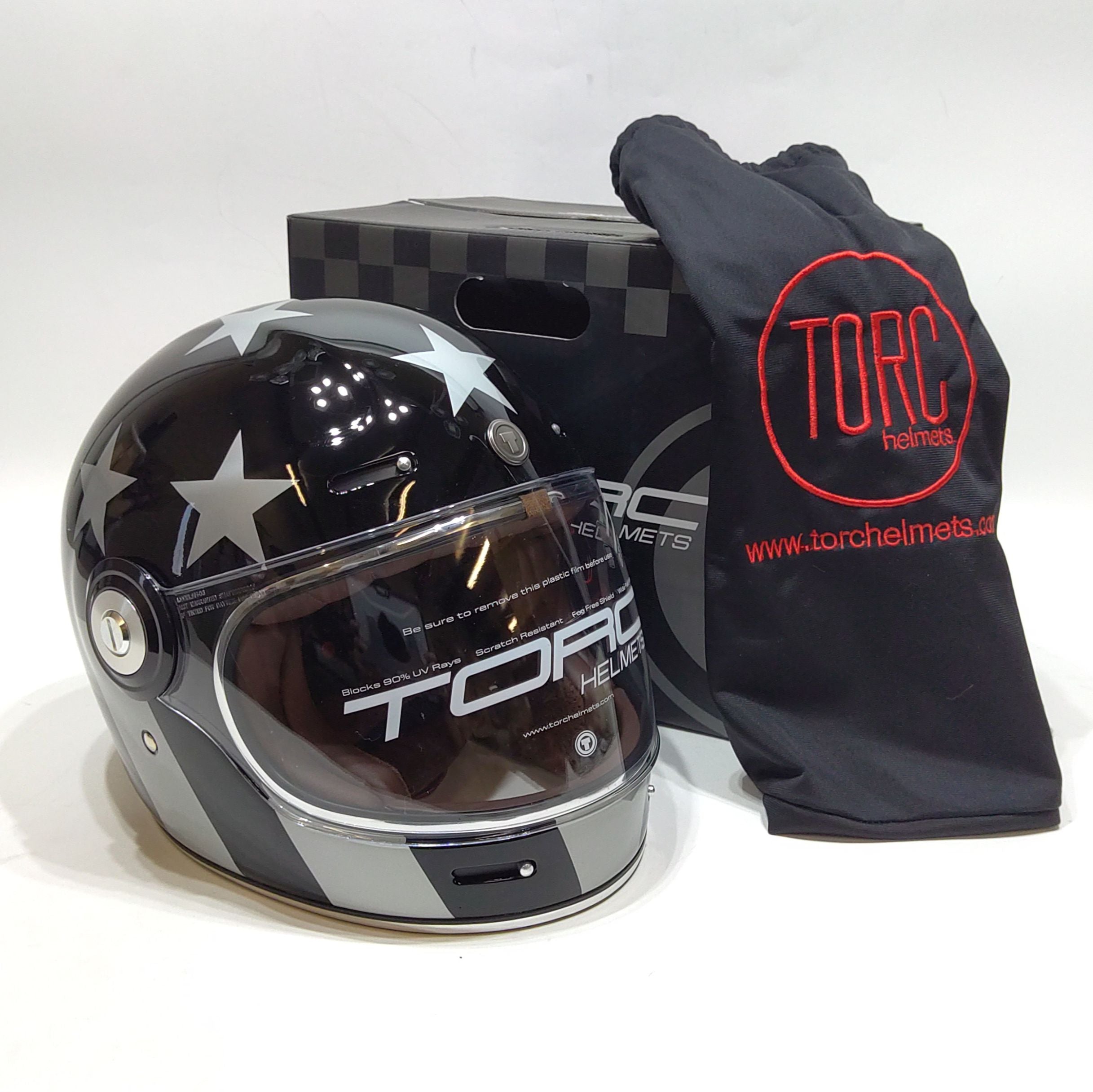 NEW Torc Captain 2X-Large Black/Silver Full Face Motorcycle Helmet T10