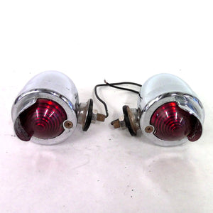 Vintage Chrome Bullet Single Filament Tail Light With Visor Harley