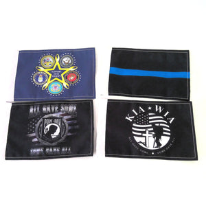 Lot Of 4 6x9 Motorcycle Military Flags KIA-WIA POW Blue Line Support Our Troops