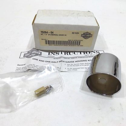 NOS Harley Sportster Softail Dyna Kit 1.5" Chrome Cylindrical Gauge Can 75264-04