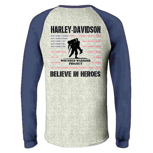 NEW Mens Harley-Davidson Wounded Warrior Project Raglan Shirt 2XL 96597-23VM