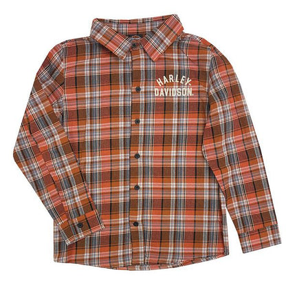 NEW Boys Harley-Davidson Button Up Plaid Shirt Size 4/5 1083256