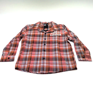 NEW Boys Harley-Davidson Button Up Plaid Shirt Size 12/14 1083256