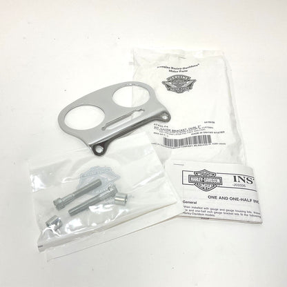 NOS Genuine Harley 2004-2022 XL Dyna Chrome Dual 2" Gauge Bracket 67435-04