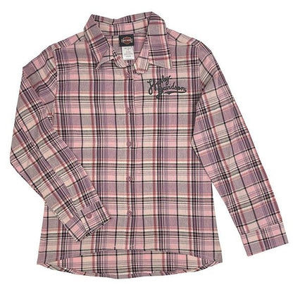 NEW Girls Harley-Davidson Pink Button Up Plaid Shirt Size 6/6x 1033206