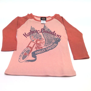 NEW Girls Harley-Davidson Raglan 3/4 Sleeve Shirt Size 2/3T 1021259