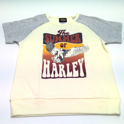 NEW Girls Harley-Davidson Cream/Grey "Summer of Harley" Shirt Size 7/8 1041257