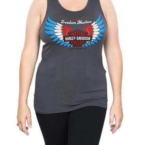 NEW Women Harley-Davidson Patriotic Wings Scoop Neck Gray Tank 1XLarge HT4697GRY