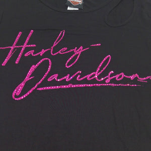 NEW Women Harley-Davidson Pink Embellished Script Shirt Small HT4647BLK