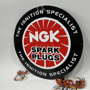 NGK Spark Plugs 17.5" Harley Biker Hot Rod Man Cave Dealer display Metal sign