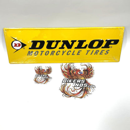 DUNLOP Tires 23" X 7" Harley Biker Hot Rod Man Cave Dealer display Metal sign