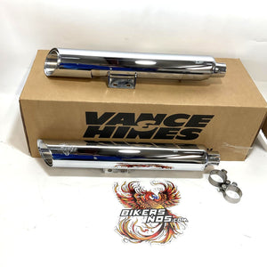 Vance & Hines Chrome Twin Slash Slip-On Mufflers 2018 Up Harley Softail 16879