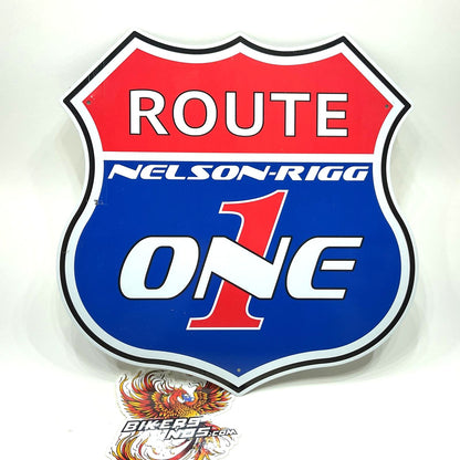 NELSON-RIGG Route 1 ONE 12"X12"  Harley Biker Hot Rod Man Cave Dealer Metal Sign