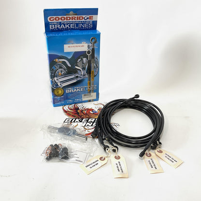 Goodridge 2008-2013 FLTR Braided ABS Brake Line Kit HD0100-4FPBK/BK+2