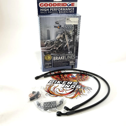 Goodridge 2012-2015 Wide Glide High-End Braided 23"/17" Brake Lines 03-6756