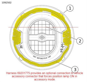 NOS Genuine Harley Headlamp Position Ring Accessory Wire Harness 69201775