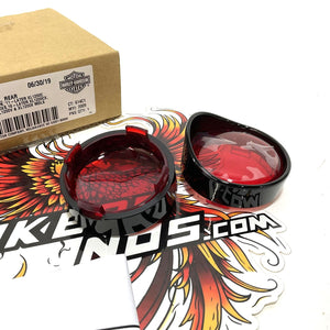 NOS Genuine Harley Sportster Softail Red Lens Black Bullet Trim 73344-09