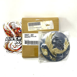 NEW Genuine Harley Gold Eagle Live To Ride LTR Chrome Gold Medallion 99027-90T