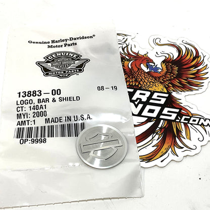 NEW Genuine Harley 1-1/8" Bar & Shield Logo Medallion Backrest Emblem 13883-00