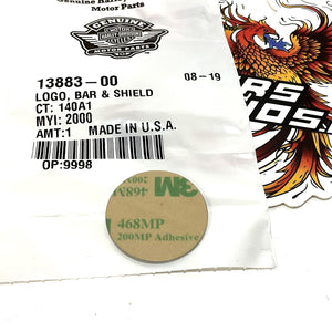 NEW Genuine Harley 1-1/8" Bar & Shield Logo Medallion Backrest Emblem 13883-00