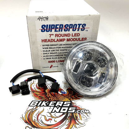 Super Spots 7" Chrome LED Headlamp Harley Touring & FL Softail Daymaker 44178