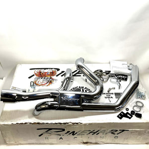 NEW Rinehart Chrome Slimline Duals Header 2017-2024 Harley Touring 100-0452