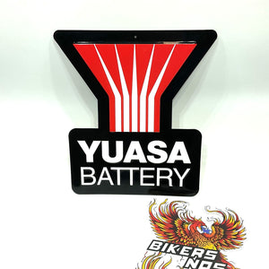 Yuasa Battery 12" X 10" Harley Biker Hot Rod Man Cave Dealer Metal Sign