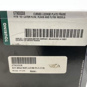 NEW Genuine Harley 2010 Up Touring Chrome Curved License Plate Frame 67900008