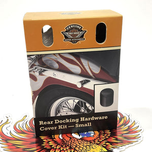 NOS Genuine Harley Black Small Rear Docking Hardware Cover Kit 2009 up 48225-10