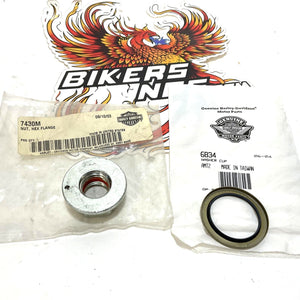 NOS Genuine Harley 2002-2004 V-Rod Pivot Shaft Nut & Cup Washer Seal 7430M 6834